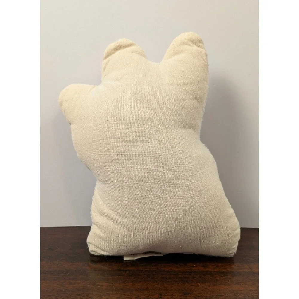 World Market Lucky Maneki Neko Cat Throw Pillow Embroidered Fish Bell White 12